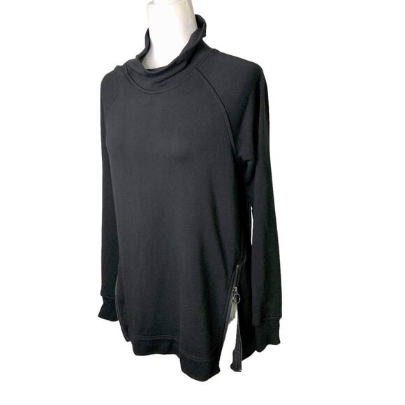 Workshop Republic Black Mock Turtleneck  Tunic Sweatshirt with Zippers - Picture 1 of 11
